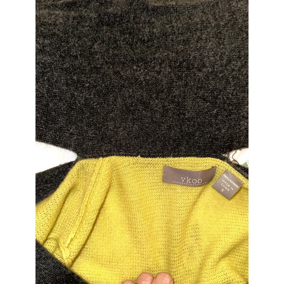 VINTAGE Y2K VKOO STRIPED CASHMERE CARDIGAN SWEATER W/ ATTACHED SCARF S - Picture 5 of 7